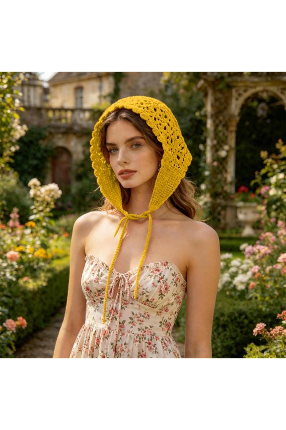Miorin Under $5 Women Vintage Hollow Crochet Headbands Hairbands Tie Knitted Head Scarf Breathable Floral Knit Bonnet Lightweight Lace Head Cover for Beach Daily Vacation Multiple Colors