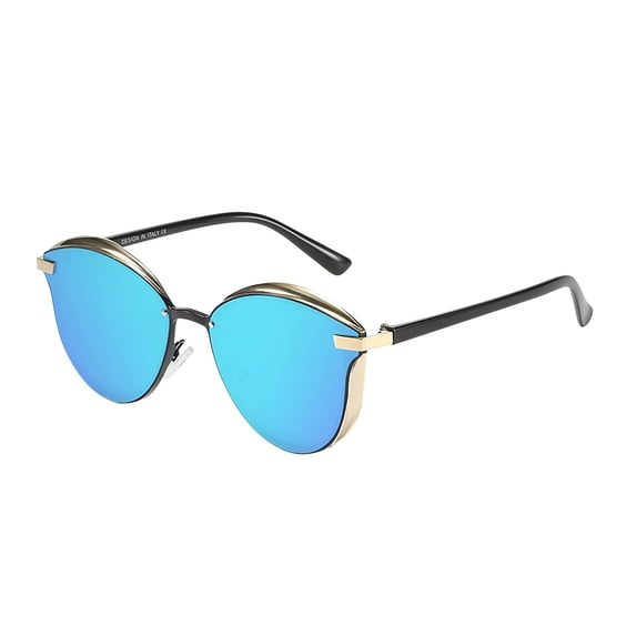 Miorin Under $10 Retro Small Oval Sunglasses for Women Retro 70s Glasses Chunky Sun Shades Cute Blue Frame Blue Lens Sunglasses
