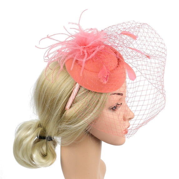 Miorin Under $5 Fascinators for Women, Tea Party Headband Hats, Hat Clip Headwear Veil Headband for Wedding Cocktail Dresses Accessories Orange