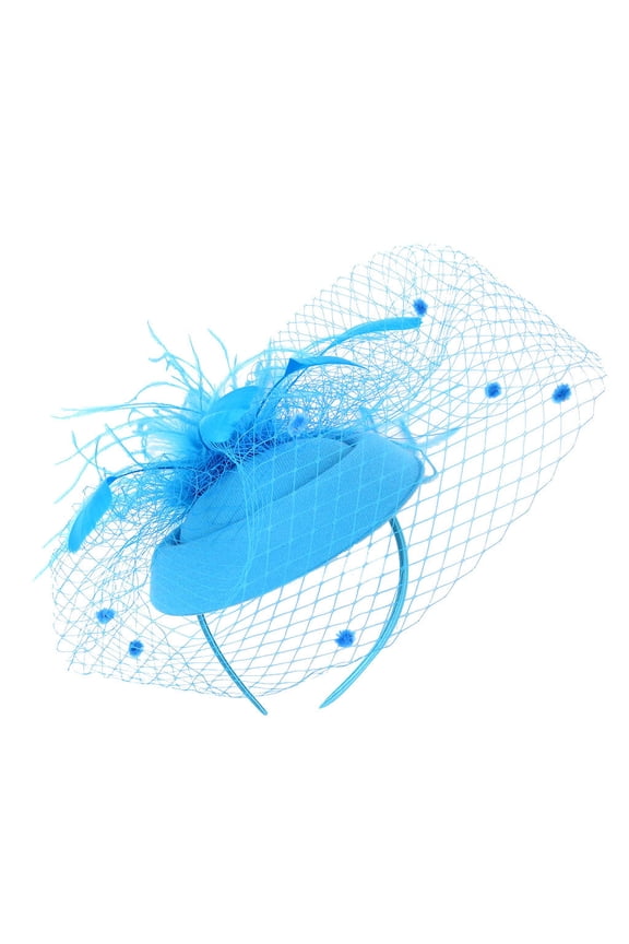 Miorin Under $5 Hat Clip Headwear, Tea Party Headband Hats, Womens Fascinators Hats Headband with Mesh for Wedding Cocktail Dresses Blue