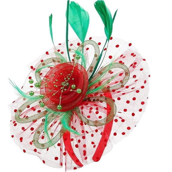 Miorin Under $5 Hat Clip Headwear, Tea Party Headband Hats, Womens Fascinators Hats Headband with Mesh for Wedding Cocktail Dresses Red
