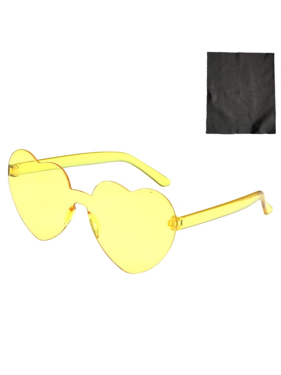 Miorin Under $5 Polarized Heart Sunglasses for Women Vintage Cat Eye Mod Style Retro Glasses Multicolor Heart Frame Yellow Lens Sunglasses