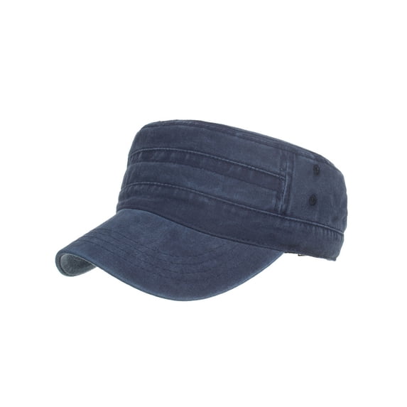 Miorin Under $5 Solid Washed Cotton Flat Top Military Cap Short Brim Cadet Hat Breathable Casual Daily Outdoor Hat for Men Women