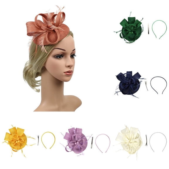 Miorin Under $5 Summer Hair Accessories, Fascinators Hat, Fascinator for Women Tea Party Headband with Mesh for Wedding Cocktail Dresses Beige