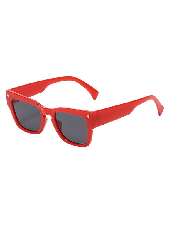 Miorin Under $5 Sun Glasses UV Protection Trendy Classic Square Shades Protection Red Frame Black Lens Sunglasses