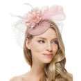 thumbnail image 1 of Miorin Under $5 Tea Party Headband Hats, Hat Clip Headwear, Tea Party Headpiece for Women Headband with Mesh for Wedding Cocktail Dresses Pink, 1 of 3