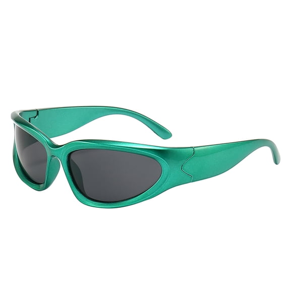 Miorin Under $5 Trendy Y2K Sunglasses Womens Mens Wrap Around Sports Sun Glasses 90s Ladies Shades Protection Grey Frame Black Lens Sunglasses