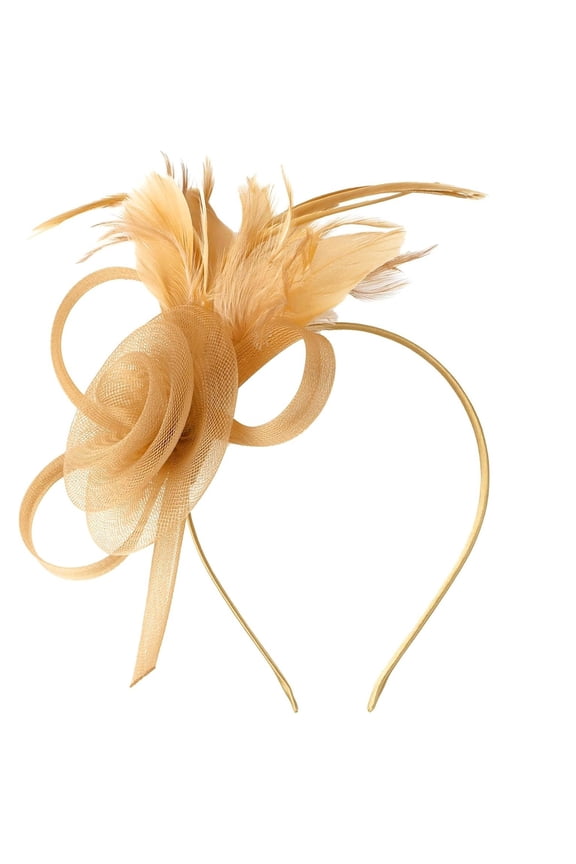 Miorin Under $5 Womens Fascinators Hats, Tea Party Hats for Women, Fascinators Hats Headband with Mesh for Wedding Cocktail Dresses Gold