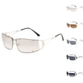 thumbnail image 1 of Miorin Under $5 Wrap Around Retro Sunglasses Vintage Trendy Sun Glasses Fashion Cool Shield Shades White Frame Clear Lens Sunglasses, 1 of 6