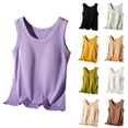 thumbnail image 1 of Miorin Women Ribbed Wide Strap Scoop Neck Tank Tops with Built-in Padded Bra, Solid Slim Fit Layering Cami, Breathable Basic Sleeveless Vest for Summer Daily Inner Loungewear, Coffee 2XL, 1 of 6