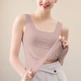 thumbnail image 1 of Miorin Women Square Neck Seamless Undershirt Tank Tops with Built-in Padded Bra, Wide Strap Long Slim Fit Layering Cami for Daily Casual Outfits, Pink 2XL, 1 of 7