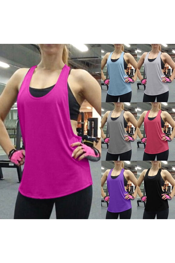Miorin Women Workout Sleeveless Tops, Racerback Side Split Athletic Tank Tops, Quick Dry Breathable Workout Sleeveless Shirts, Loose Fit Gym Yoga Running Cami for Sports Training Loungewear, Black M