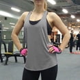 thumbnail image 1 of Miorin Women Workout Sleeveless Tops, Racerback Side Split Athletic Tank Tops, Quick Dry Breathable Workout Sleeveless Shirts, Loose Fit Gym Yoga Running Cami for Sports Training Loungewear, Grey L, 1 of 8