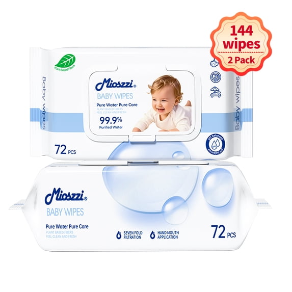 Mioszzi Baby Wipes, Hypoallergenic & Gentle for Sensitive Skin,2 Packs, 144 Total Count