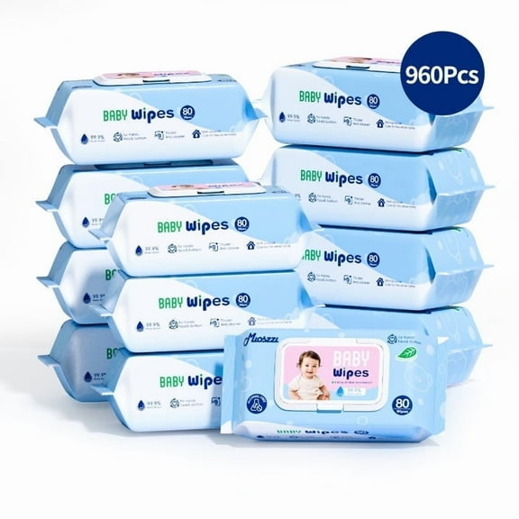 Mioszzi Hospital-Grade Baby Wipes, Soothing & Hypoallergenic for Newborns, 12Pk 960Pcs