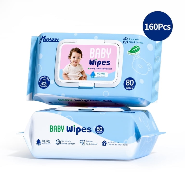 Mioszzi Pure Water Baby Wipes for Sensitive Skin, Plant-Based