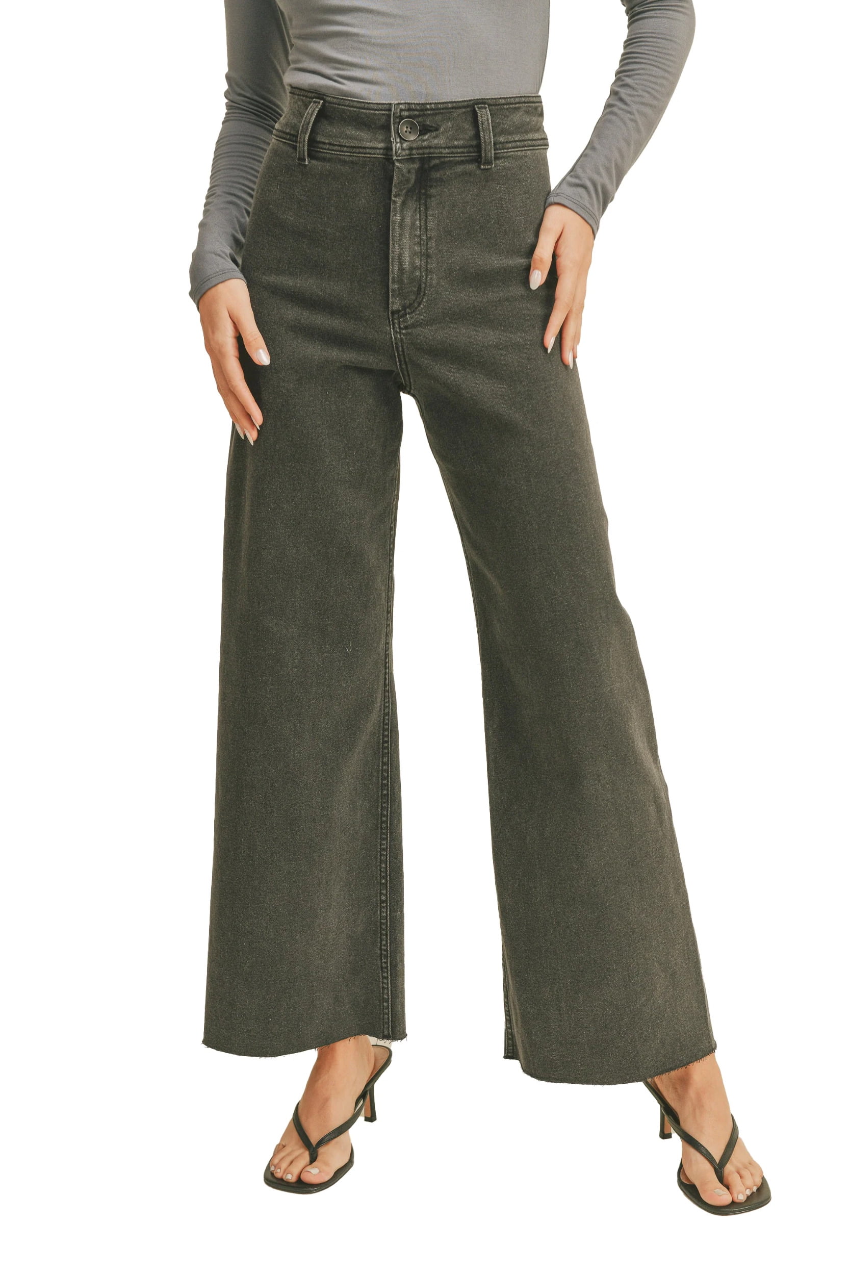 Miou Muse - Straight Wide Leg Denim Pants - MMP623 - Walmart.com