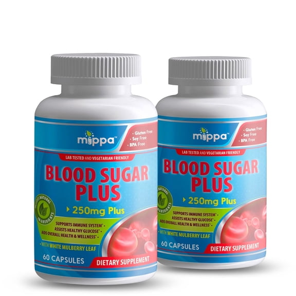 Mippa Supplements Blood Sugar Plus - Support Healthy Blood Sugar, Insulin Sensitivity & Promote Glucose Metabolism with Mulberry Leaf - 60 Capsules (2-Pack)