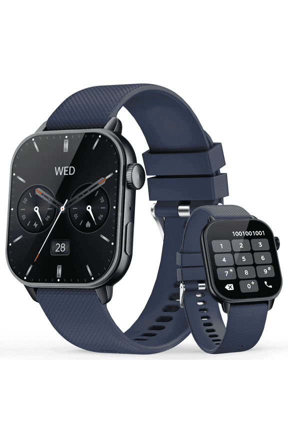 Smart Watch for Men Women, 1.85'' AMOLED HD Fitness Watch with 120+ Sports Modes, Smartwatch for Android iOS, IP68 Waterproof, Answer/Make Calls, Blue