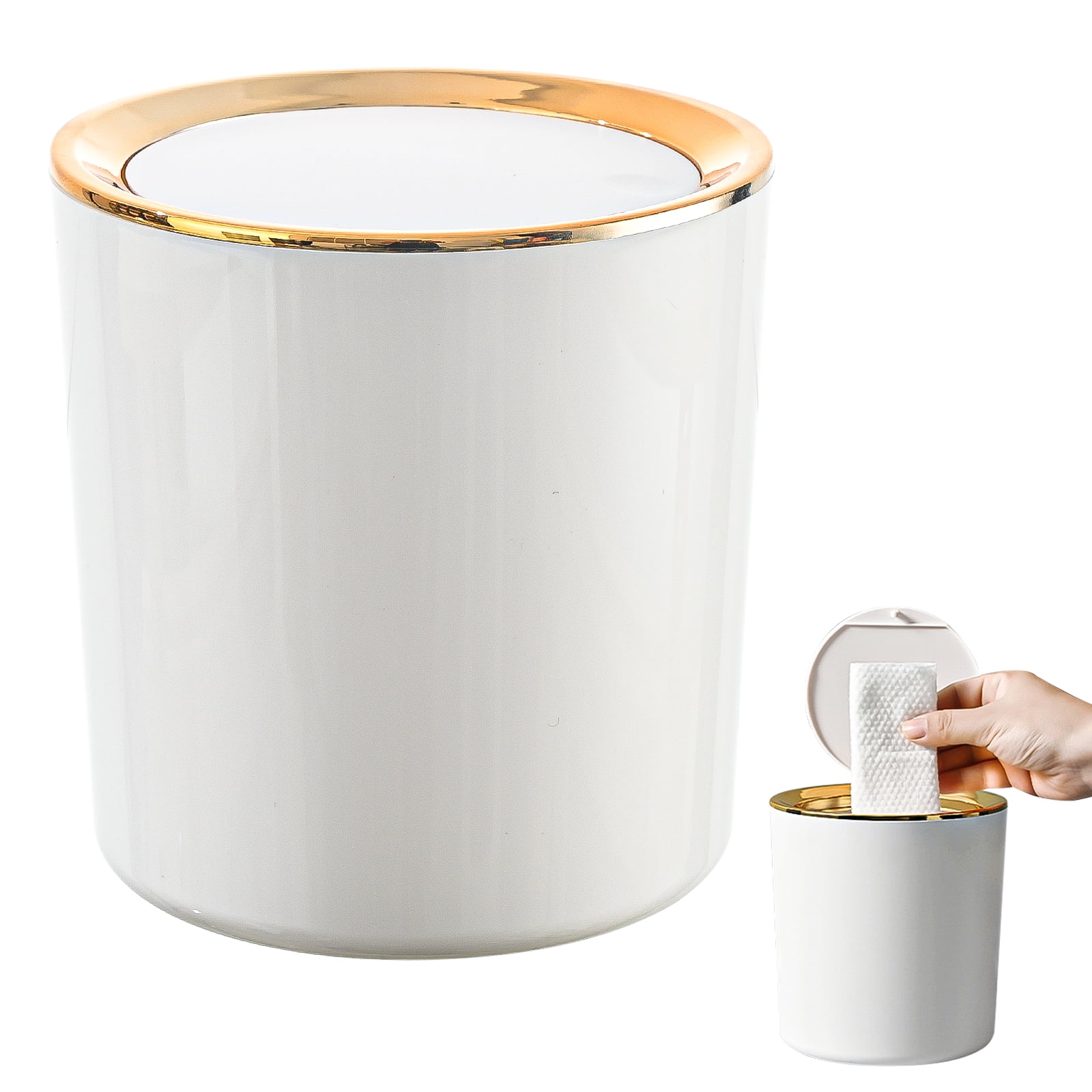 Umbra 2.4 gal Twirla Polypropylene Swing-Top Lid Bathroom Trash Can ...