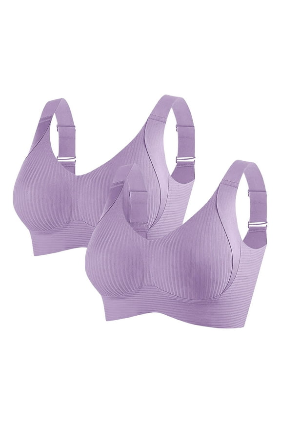 2 PC Bras for Women Trendy Hot Soft Full Coverage Bra No Underwire Seamless Bralettes Daily Comfort Adjustable Wide Straps Bralette