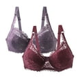thumbnail image 1 of Miqool 2 Pack Women's Floral Lace Minimizer Bras Comfort Padded Underwired Push Up Bralettes Full Coverage Soft Support Everyday Bra, 1 of 8
