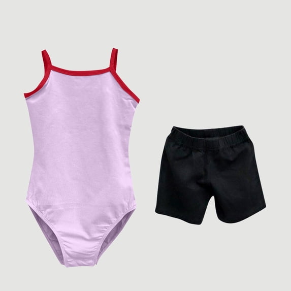 Miqool 2 Piece Girls Ballet Leotard Shorts Nude Camisole Seamless Dance Undergarment with Adjustable Straps Gymnastics Leotards 2-14 Years