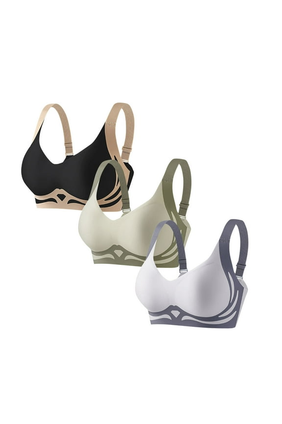 3-Pack Women's Seamless Wireless Everyday Bras Comfortable Full Coverage Wire Free Bralettes Lightly Lined Bra with Soft Support