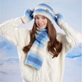 thumbnail image 1 of Miqool 3 Pcs Winter Hat Scarf Gloves Set Warm Winter Knit Hats Colorful Long Scarf Touchscreen Gloves for Women Men, 1 of 5