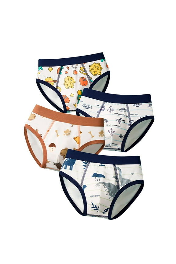 4 Pack Toddler Little Boys Briefs, Cute Printed Soft Cotton Undies Potty Trainer Underwear Children Truck Panties Available in Sizes 3t, 4t, 5, 6, 7 8 and 9