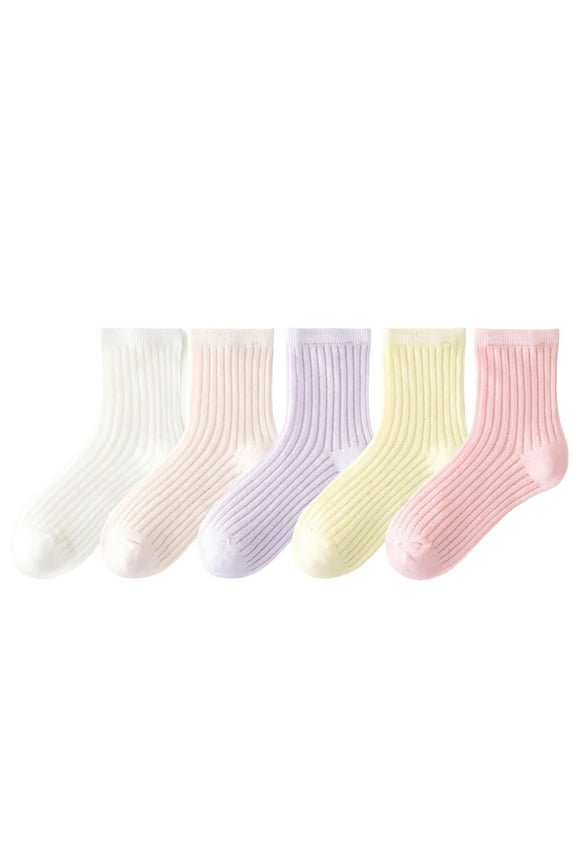 5-Pack Baby Cotton Crew Socks Unisex Toddler Soft Breathable Ankle Socks for Boys & Girls (1-12 Years)