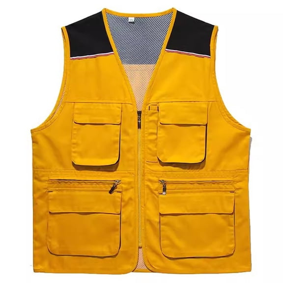 Miqool Adults Unisex Plus Size Color Block Fishing Vests, Breathable Mesh Lining Lightweight Quick Dry Travel Work Photography Safari Combat Hunting Cargo Vest Jacket with Multi Pockets