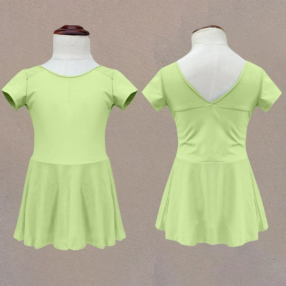 Miqool Ballet Dress for Girls Classic Short Sleeve Dance Leotards with Skirt Ballerina Outfits for Kids