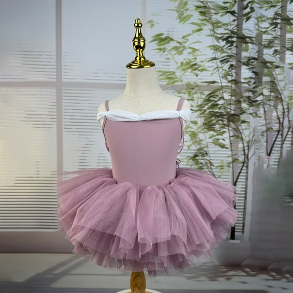 Miqool Ballet Leotards for Girls Toddler Sequin Camisole Ballet Dance Dress Tulle Tutu Skirt Leotard Princess Costume 2-18Y