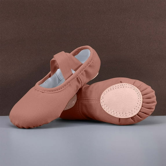 Miqool Ballet Shoes for Girls-Soft Canvas Dance Slippers with Non-Slip Soles, Ideal Ballet Flats for Toddlers and Kids