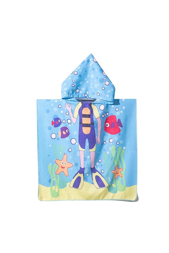 Beach Towels for Boys Girls, Wearable Hooded Bath Towels for Ages 0 to 7 Kids Swimsuit Cover Up Poncho Swimwear for Beach, Pool, Bath (Shark)