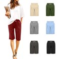 thumbnail image 1 of Miqool Bermuda Shorts Women Drawstring Elastic High Waisted Knee Length Workout Athletic Running Shorts Lightweight Summer Beach Shorts with Pockets, 1 of 8