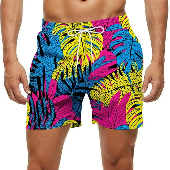 Miqool Big and Tall Mens Swim Trunks Quick Dry Board Shorts Hawaiian Swim Shorts Bathing Suit Beach Swimwear with Pockets