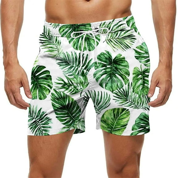 Miqool Big and Tall Mens Swim Trunks Quick Dry Board Shorts Hawaiian Swim Shorts Bathing Suit Beach Swimwear with Pockets