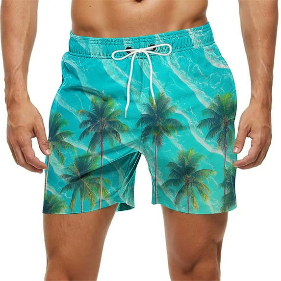 Miqool Big and Tall Mens Swim Trunks Quick Dry Board Shorts Hawaiian Swim Shorts Bathing Suit Beach Swimwear with Pockets