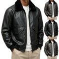 thumbnail image 1 of Miqool Biker Jacket for Men Faux Leather Zip Up Stand Collar Long Sleeve Motorcycle Coats with Pockets, 1 of 8