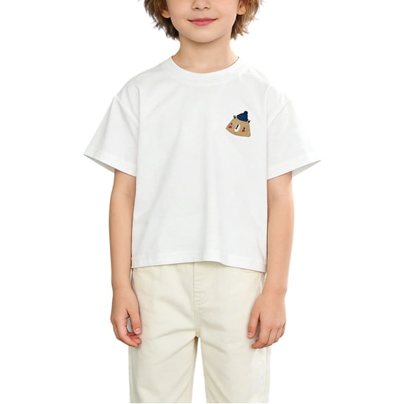 Miqool Boys Cute Bear Embroidered T-Shirt Casual Crew Neck Short Sleeve Tee for Kids Breathable Summer Clothes