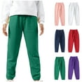 thumbnail image 1 of Miqool Boys Girls Joggers Pants Drawstring Elastic Waist Plain Sweatpants Casual Loose Fit Track Pants with Pockets for 4-12 Years, 1 of 5