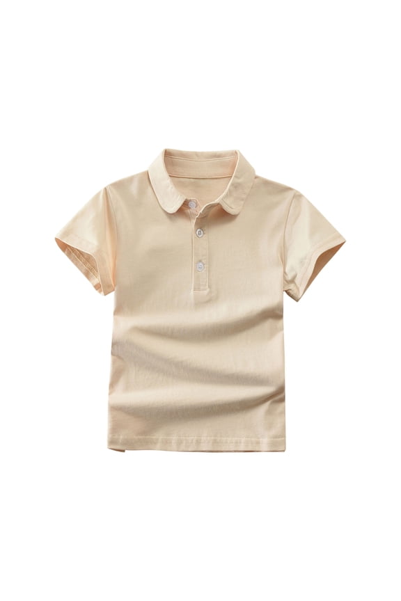 Boys Girls School Uniform Shirt Short Sleeve Cotton Active Performance Golf Shirt with Collar, Front Button Closure(Ages 2-13)