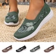 thumbnail image 1 of Miqool Breathable Mesh Slip On Walking Shoes for Women Comfortable Flower Embroidered Middle Heels Lightweight Casual Loafers, 1 of 9