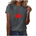 thumbnail image 1 of Miqool Canadian Flag T-Shirt for Women Short Sleeve Crewneck Canada Pride Maple Leaf Vintage Graphic Tees Tops, 1 of 5