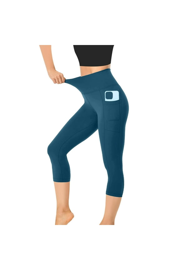 Capri Leggings for Women High Waisted Tummy Control Stretch Gym Yoga Pants for Cycling Workout with Pockets