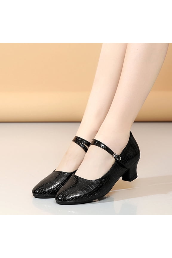 Character Shoes for Women Mary Jane Heels Ballroom Dance Shoes Stylish Ankle Strap for Salsa Tango Flamenco Latin