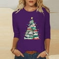 thumbnail image 1 of Miqool Christmas Shirts for Women Trendy Glitter Xmas Tree Graphic Crewneck 3/4 Sleeve Blouses Loose Casual Ugly Funny Tops, 1 of 5