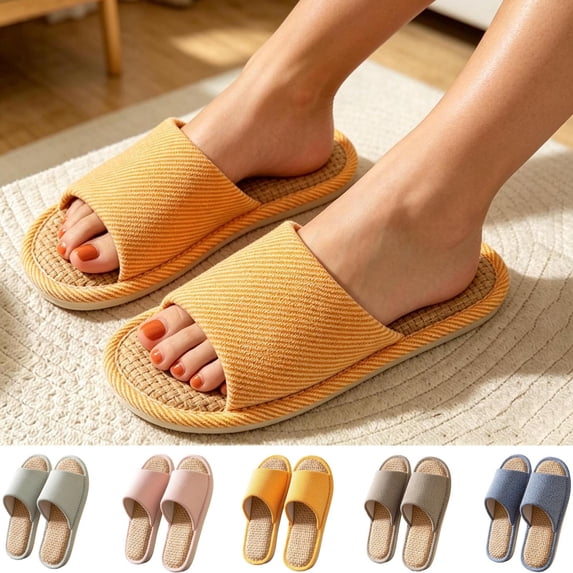 Miqool Cloth Slippers for Women and Men Open Toe Anti-Slip Cloud Slides Slip On Breathable Sandals